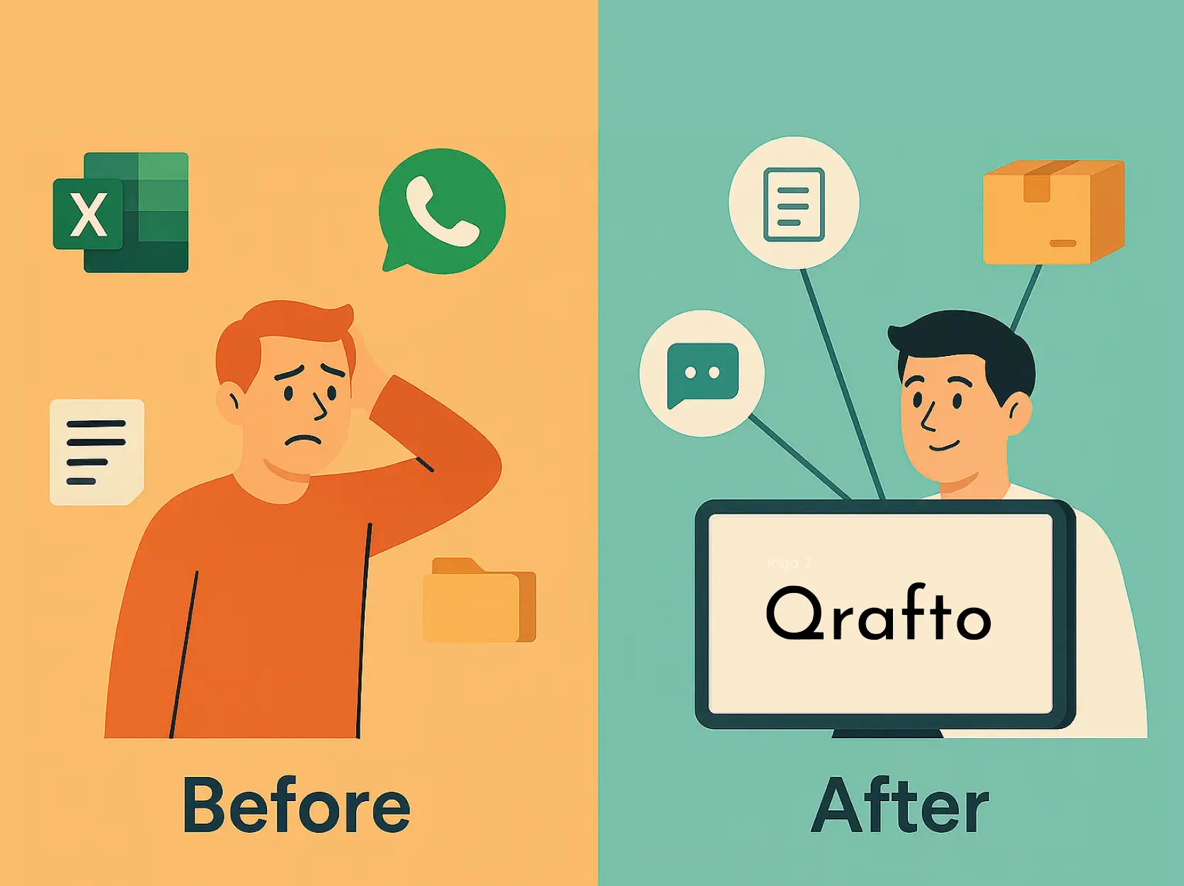 Screenshot: Eine Plattform statt vieler Tools – Qrafto bündelt Dokumentation, Lagerverwaltung und Kommunikation an einem Ort.
